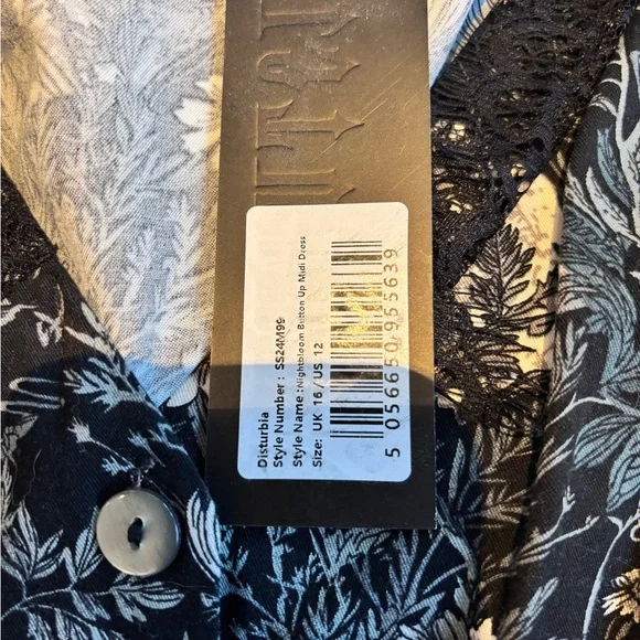 Disturbia Nightbloom. Button up midi dress NWT size 12 - Picture 6 of 6